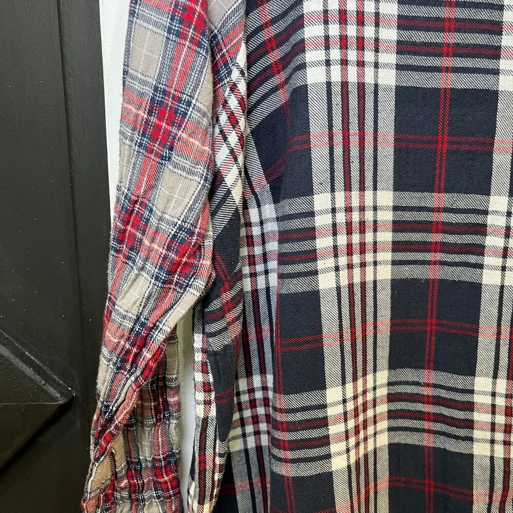 ASOS Plaid Button Up Longsleeve Ruffle Smock Dress Size 16 - Picture 3 of 7